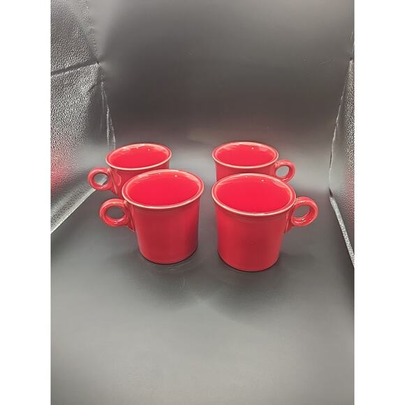 FIESTA Fiestaware Scarlet Red Set of 4 Ring handled Mugs - Picture 1 of 3